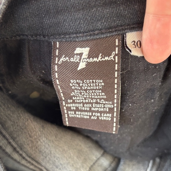 7 For All Mankind Black Wash Distressed The Skinny Ankle Jeans sz 30 - Picture 8 of 8